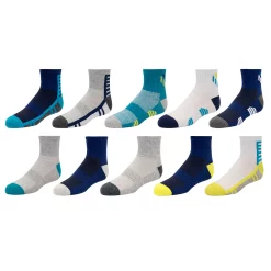 Boys Tek Gear® 10-Pack Lightweight Quarter-Cut Performance Socks