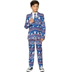 Boys 4-16 Suitmeister Blue Nordic Christmas Suit