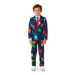 Boys 4-16 Suitmeister Confetti Balloons Jacket, Pants & Tie Navy Party Suit Set