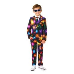 Bonnie Jean Shop 6 Boys 4-16 Suitmeister Fireworks Black New Year's Party Jacket, Pants & Tie Suit Set