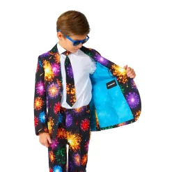 Boys 4-16 Suitmeister Fireworks Black New Year's Party Jacket, Pants & Tie Suit Set -Bonnie Jean Shop 5265844 ALT2
