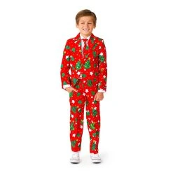 Boys 4-16 Suitmeister Christmas Tree Red Jacket, Pants & Tie Suit Set
