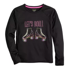 Girls 7-16 Tek Gear® Long Sleeve Graphic Tee in Regular & Plus -Bonnie Jean Shop 5574651 Black Lets Roll