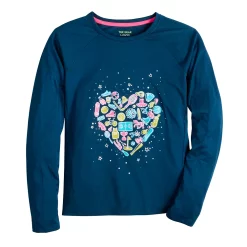 Girls 7-16 Tek Gear® Long Sleeve Graphic Tee in Regular & Plus -Bonnie Jean Shop 5574651 Navy Heart