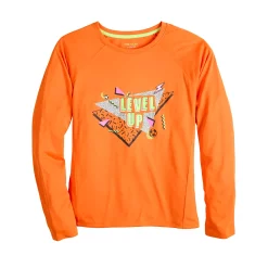 Girls 7-16 Tek Gear® Long Sleeve Graphic Tee in Regular & Plus -Bonnie Jean Shop 5574651 Orange Level Up