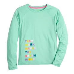 Girls 7-16 Tek Gear® Long Sleeve Graphic Tee in Regular & Plus -Bonnie Jean Shop 5574651 Teal Teamwork