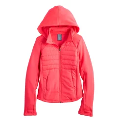 Girls 7-16 Tek Gear® Mixed Media Jacket in Regular & Plus -Bonnie Jean Shop 5674143 Fanatic Pink