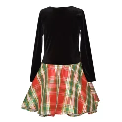 Girls 7-20 Bonnie Jean Velvet & Plaid Holiday Dress in Regular & Plus -Bonnie Jean Shop 5776989 ALT2