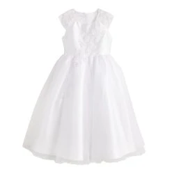Girls 7-12 Bonnie Jean Flower Applique First Communion Dress