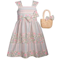 Girls 4-6x Bonnie Jean Mixed Stripe Bag & Dress Set